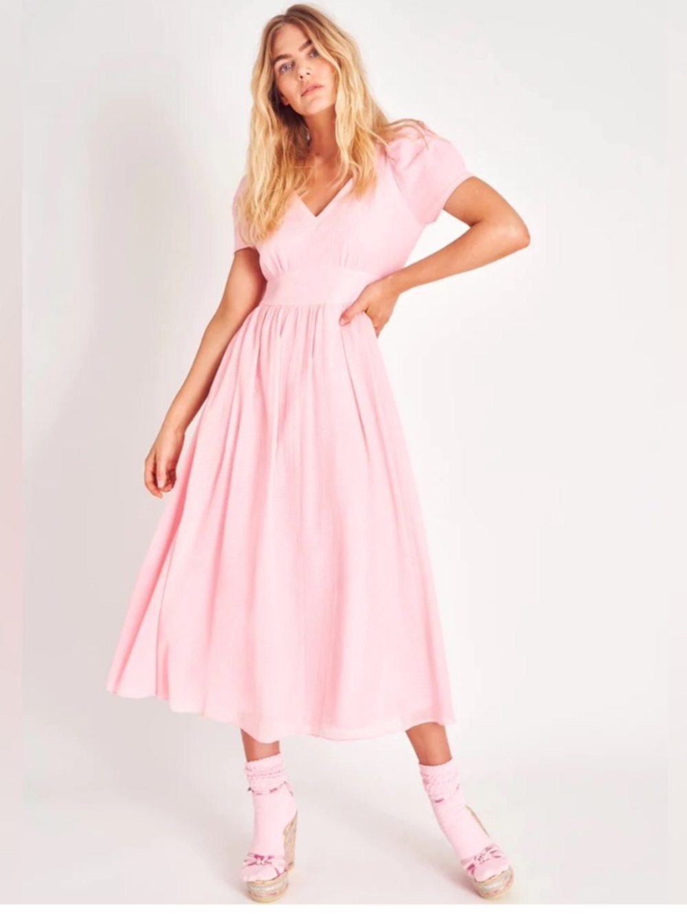 LoveShackFancy || Hutchinson Maxi‎ Dress Silk-Blend Powder Pink 6 NWT